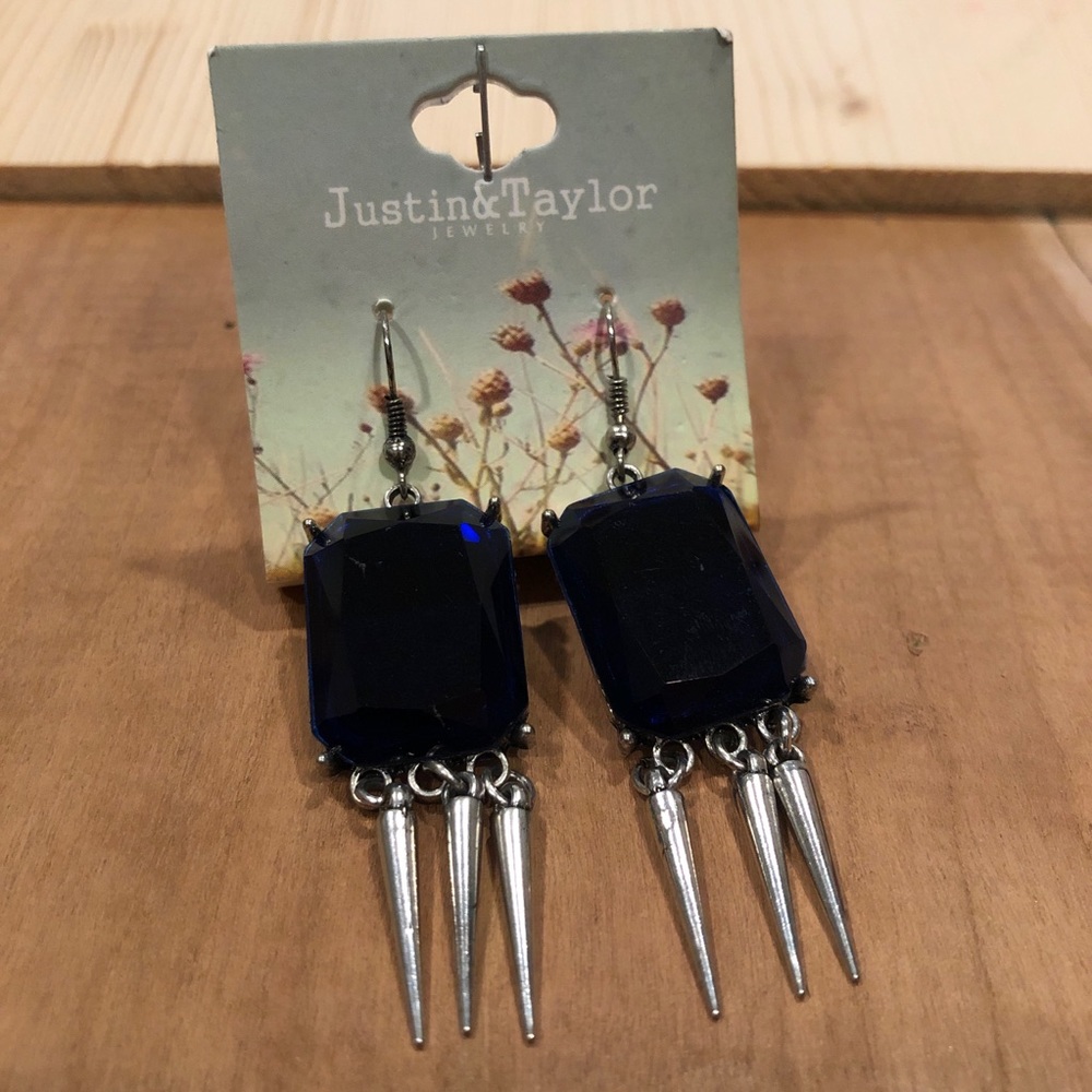Justin & Taylor Blue gem with spike earrings